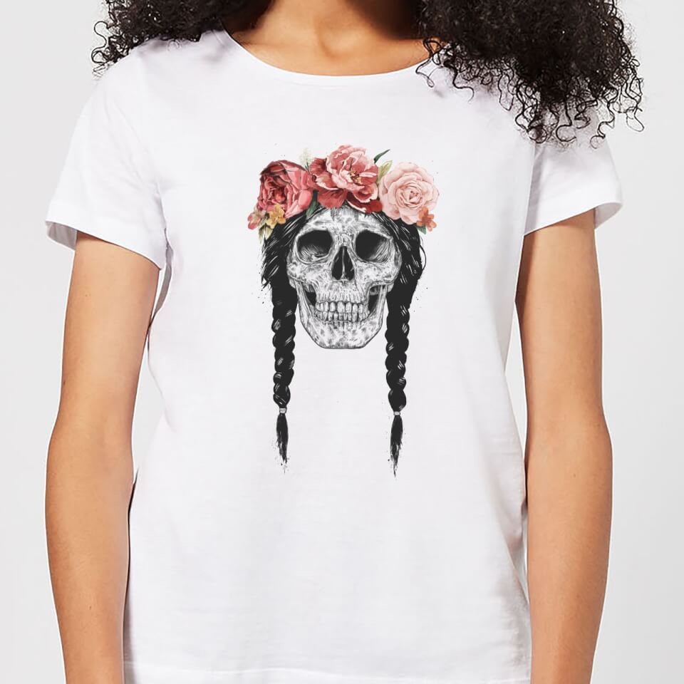 Balazs Solti Skull And Flowers Women's T-Shirt - White