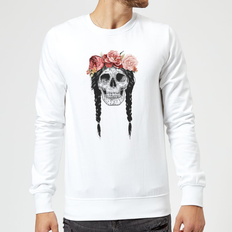 Balazs Solti Skull And Flowers Sweatshirt - White
