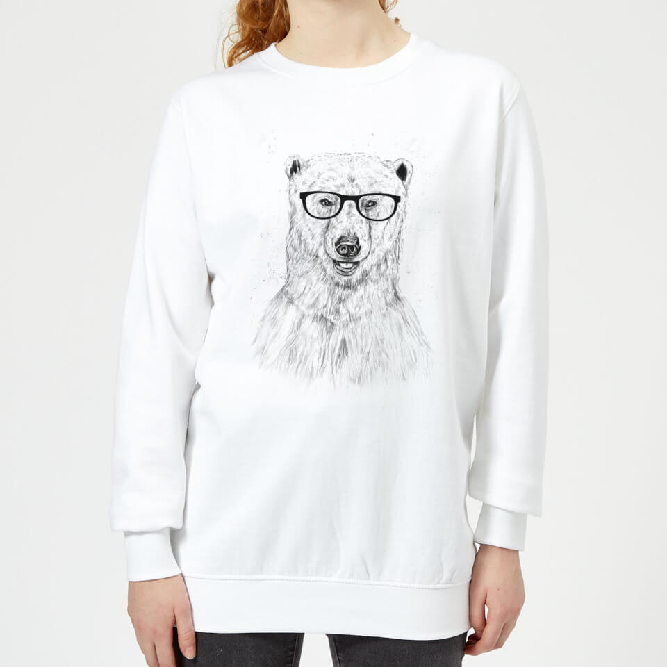 Polar Bear And Glasses Women's Sweatshirt - White
