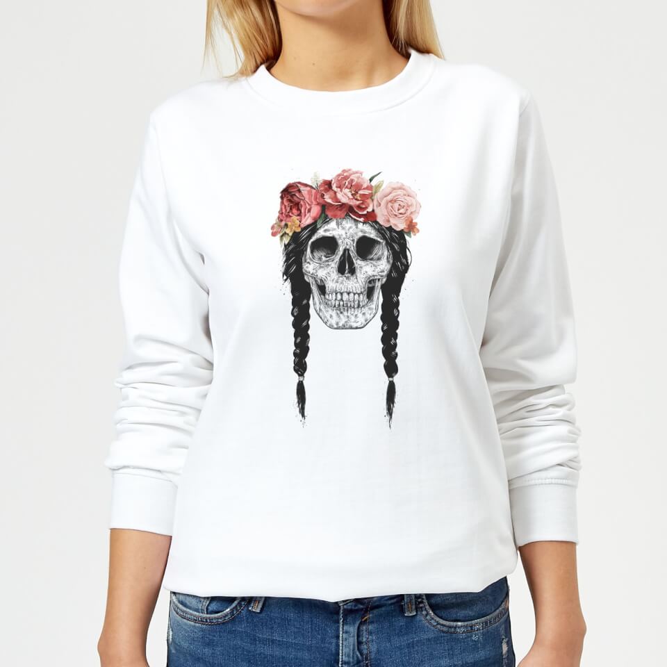 Skull And Flowers Women's Sweatshirt - White