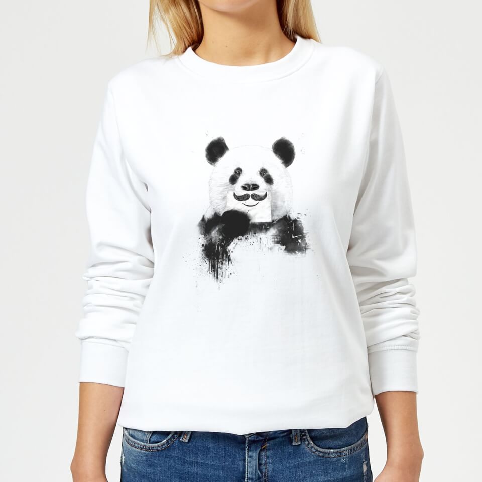 Moustache And Panda Women's Sweatshirt - White