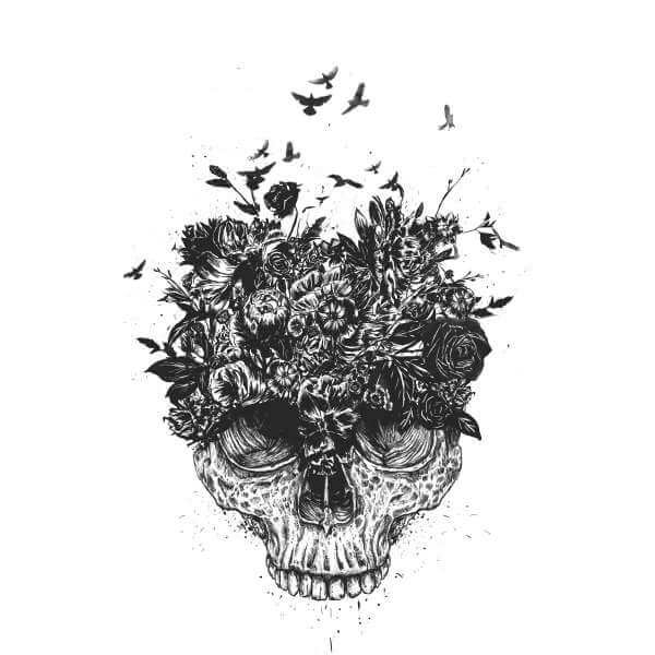 Skulls And Flowers Women's Sweatshirt - White 0