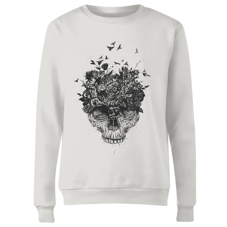 Skulls And Flowers Women's Sweatshirt - White 2