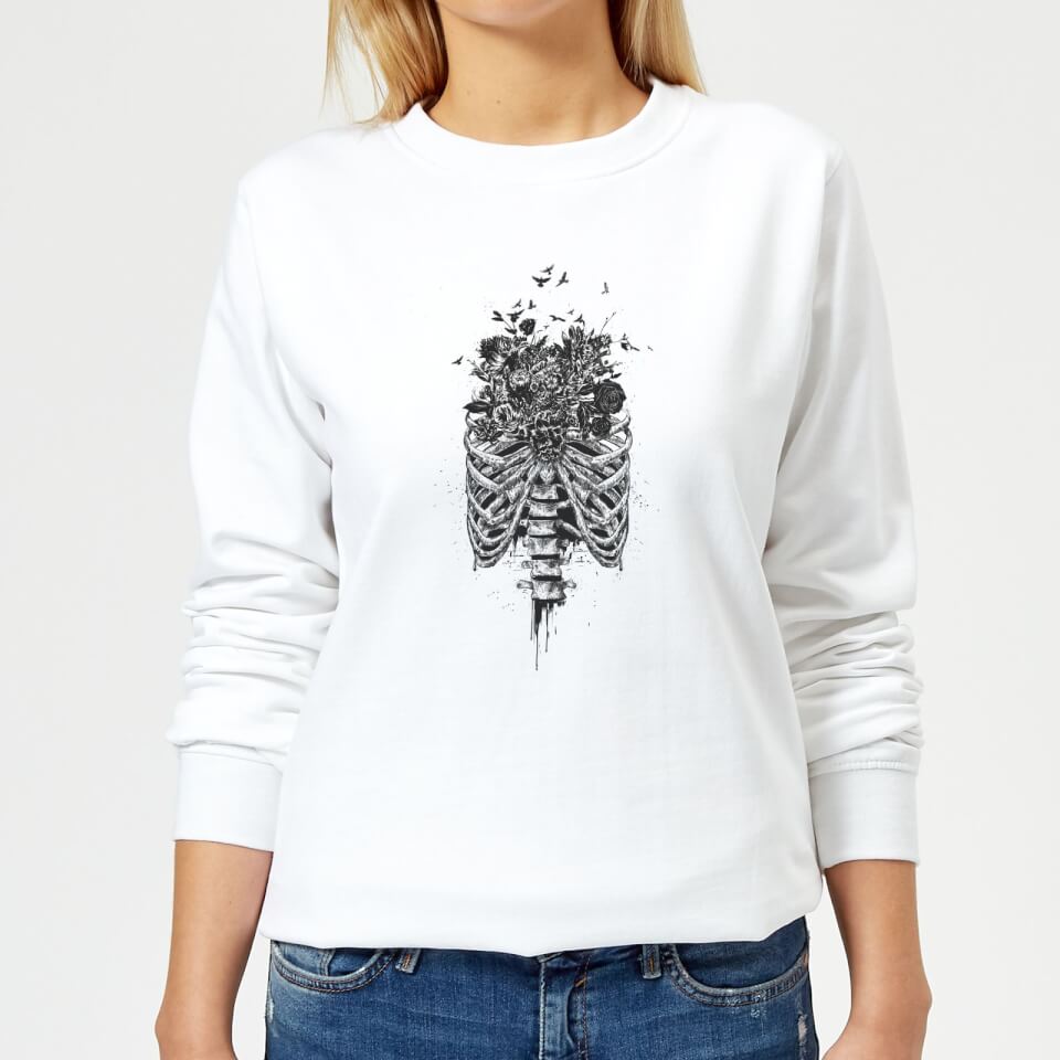 Ribcage And Flowers Women's Sweatshirt - White
