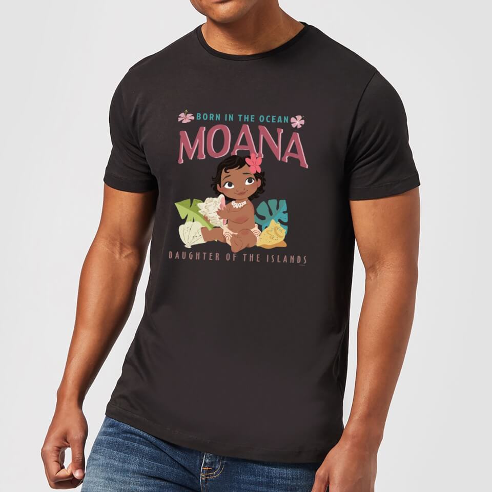 Disney Moana Born In The Ocean Men's T-Shirt - Black