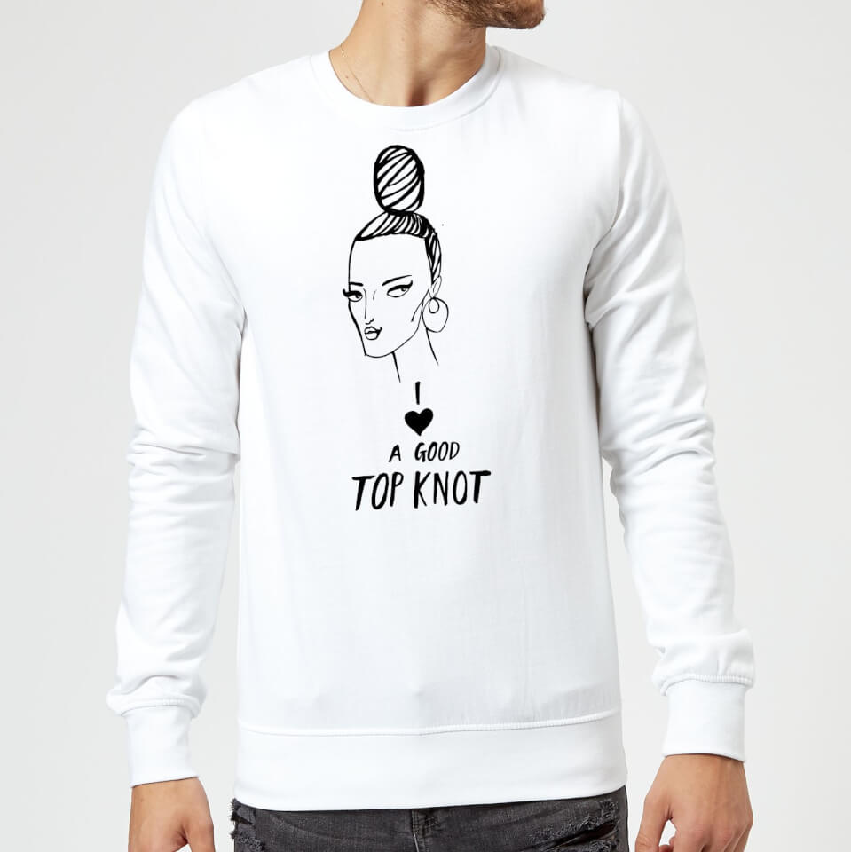 Rock On Ruby I Love A Good Top Knot Sweatshirt - White