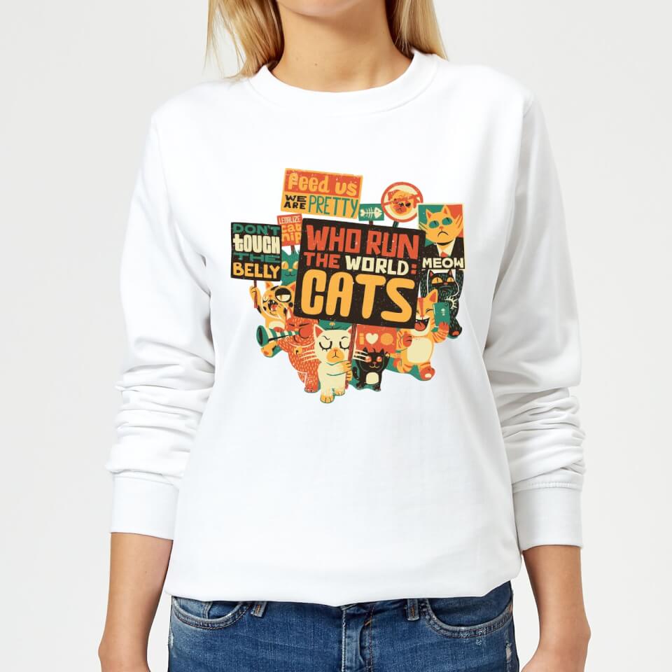 Tobias Fonseca Who Run The World? Cats. Women's Sweatshirt - White
