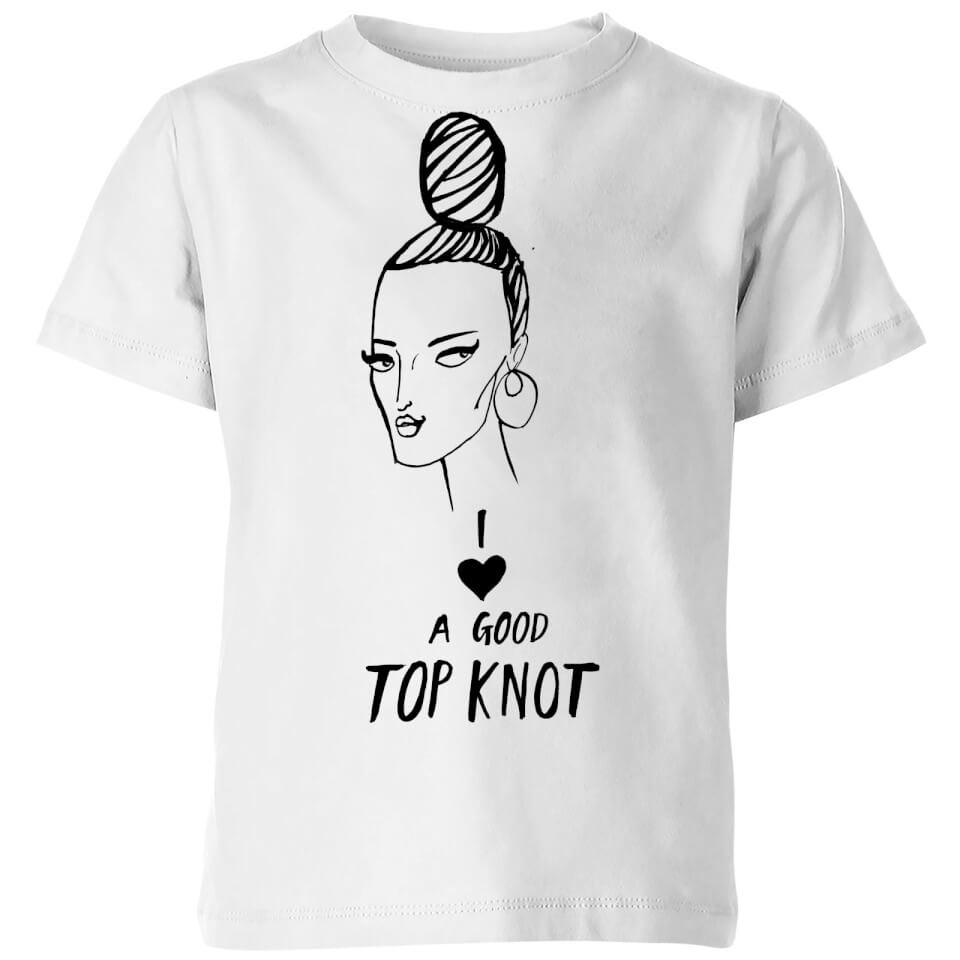 Rock On Ruby I Love A Good Top Knot Kids' T-Shirt - White