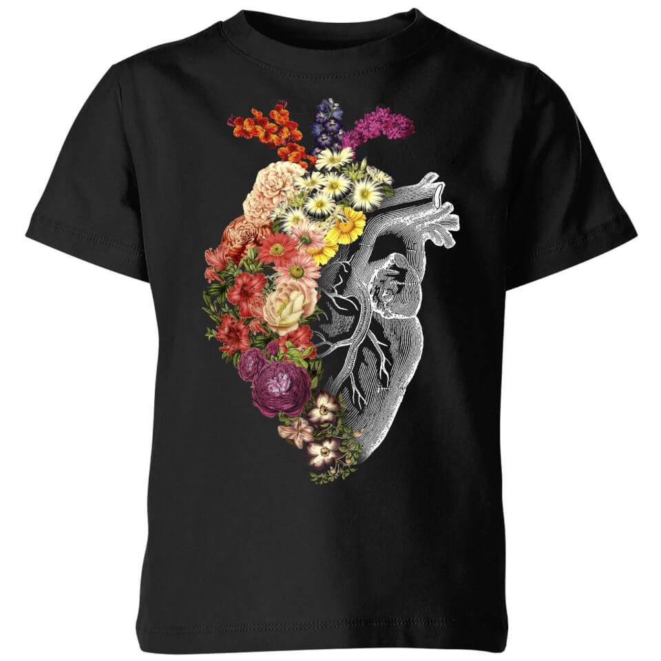 Tobias Fonseca Flower Heart Spring Kids' T-Shirt - Black