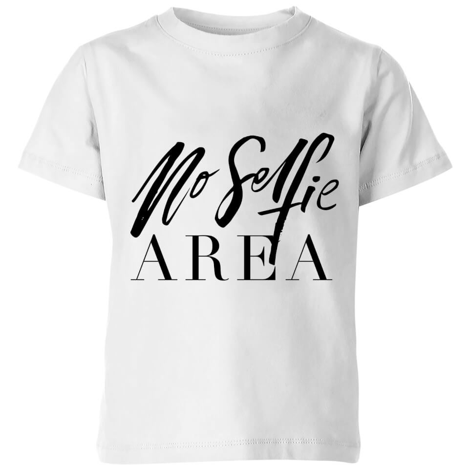 PlanetA444 No Selfie Area Kids' T-Shirt - White