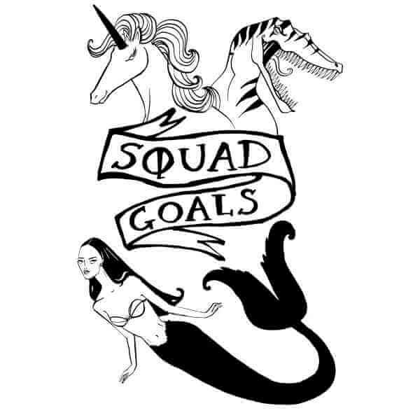 Rock On Ruby Mermaid Unicorn and Dinosaur Squad Goals Men's T-Shirt - White 0