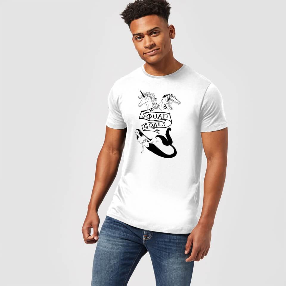 Rock On Ruby Mermaid Unicorn and Dinosaur Squad Goals Men's T-Shirt - White 1