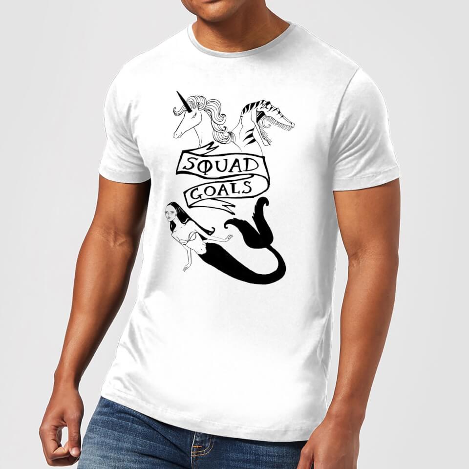 Rock On Ruby Mermaid Unicorn and Dinosaur Squad Goals Men's T-Shirt - White