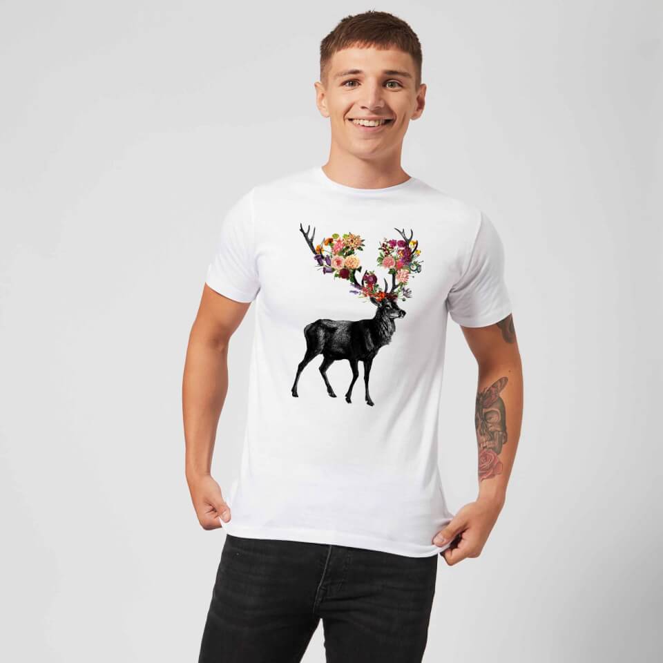 Tobias Fonseca Spring Itself Deer Floral Men's T-Shirt - White 1