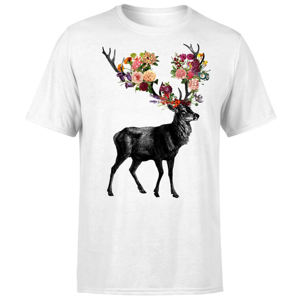 Tobias Fonseca Spring Itself Deer Floral Men's T-Shirt - White 3