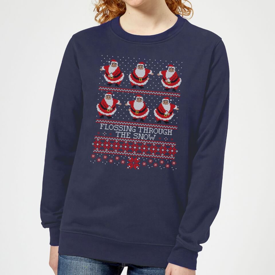 Flossing Through The Snow Women's Sweatshirt - Navy