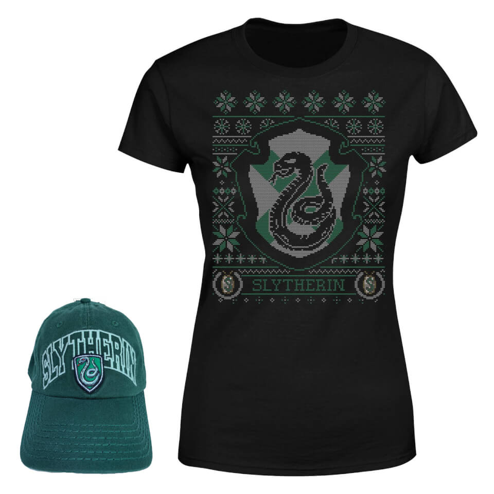 Harry Potter Slytherin T-Shirt and Cap Bundle - Black