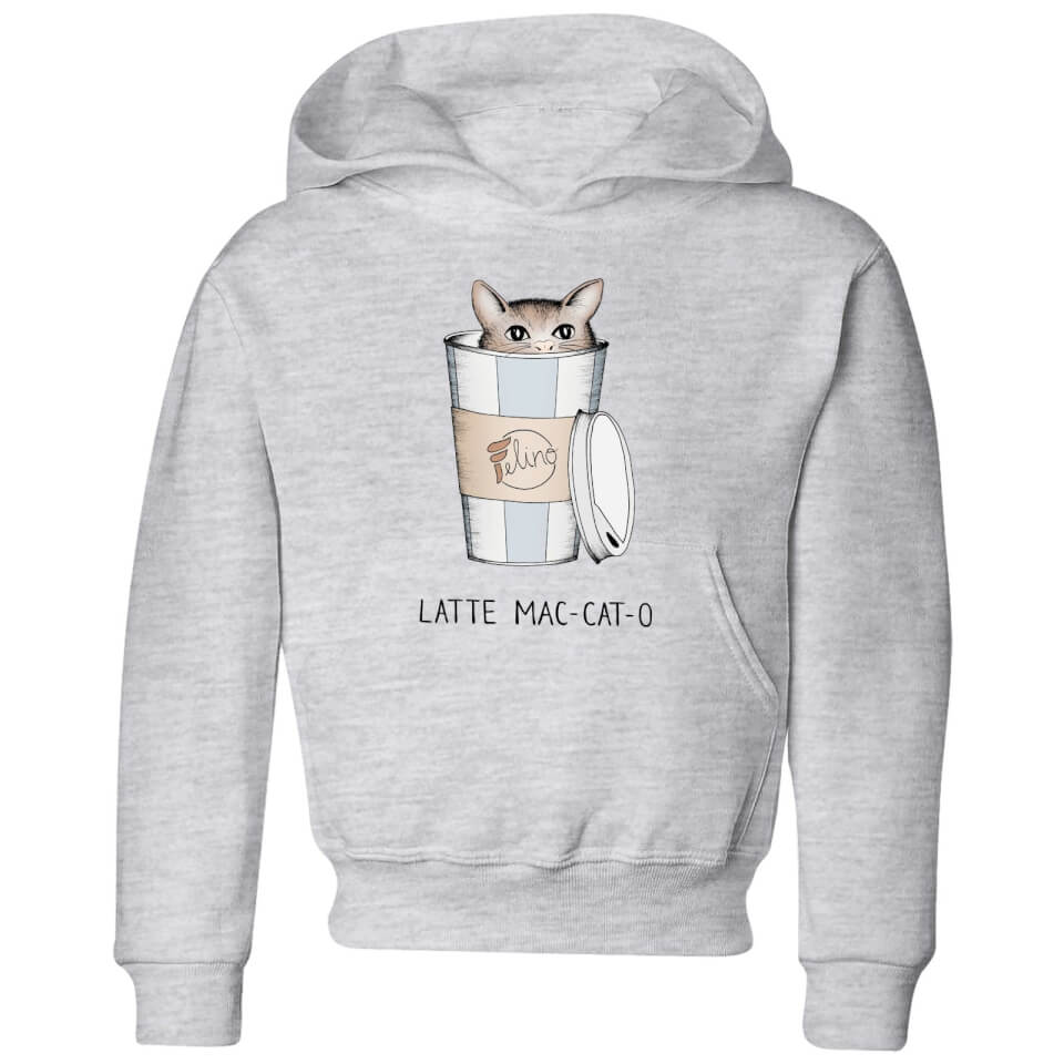 Barlena Latte Mac-Cat-O Kids' Hoodie - Grey