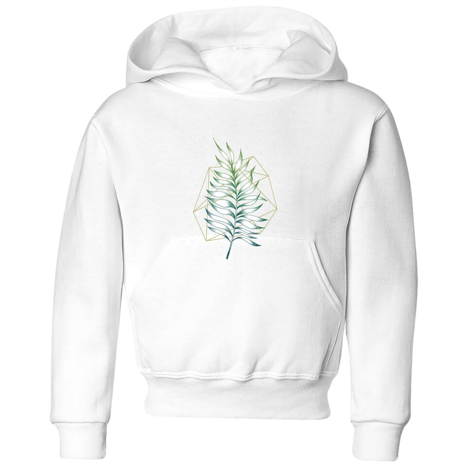 Barlena Geometry and Nature Kids' Hoodie - White