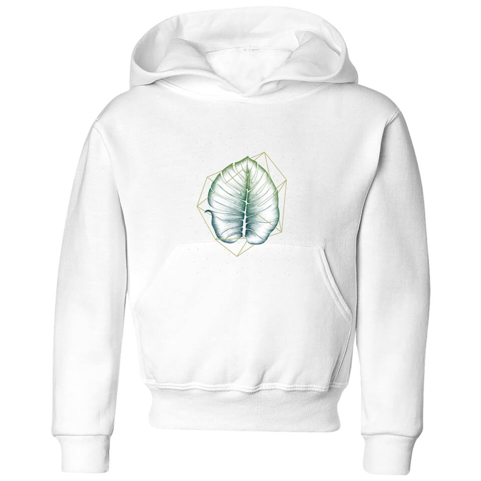 Barlena Geometry and Nature Kids' Hoodie - White