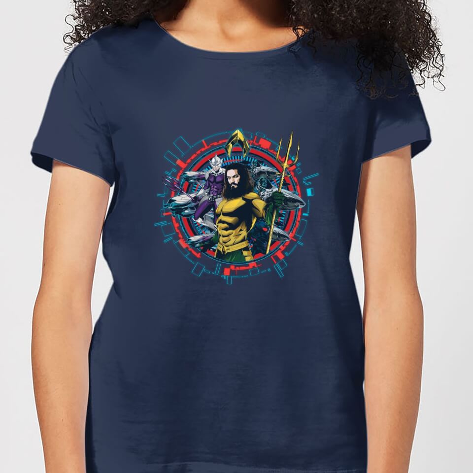 Aquaman Circular Portrait Women's T-Shirt - Navy