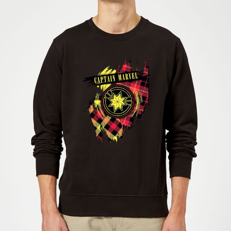Captain Marvel Tartan Patch Sweatshirt - Black