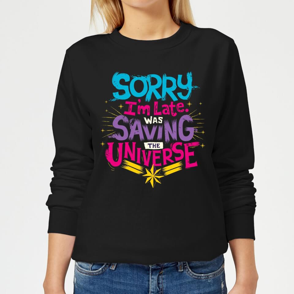 Captain Marvel Sorry I'm Late Women's Sweatshirt - Black