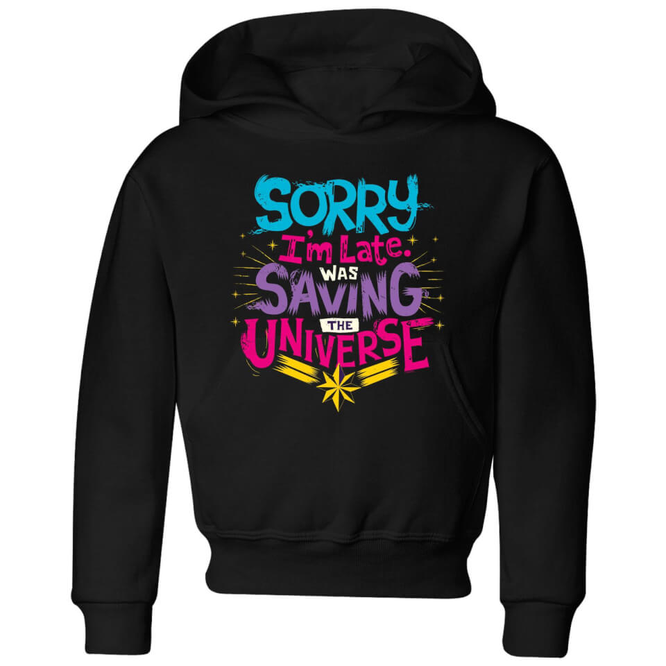 Captain Marvel Sorry I'm Late Kids' Hoodie - Black