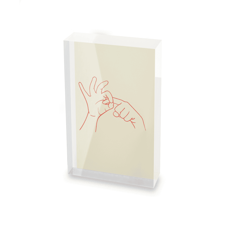 Sexy Hand Gesture Glass Block - 80mm x 60mm