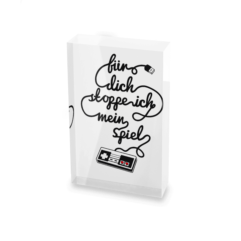 I'd Pause My Game For You - German Glass Block - 80mm x 60mm