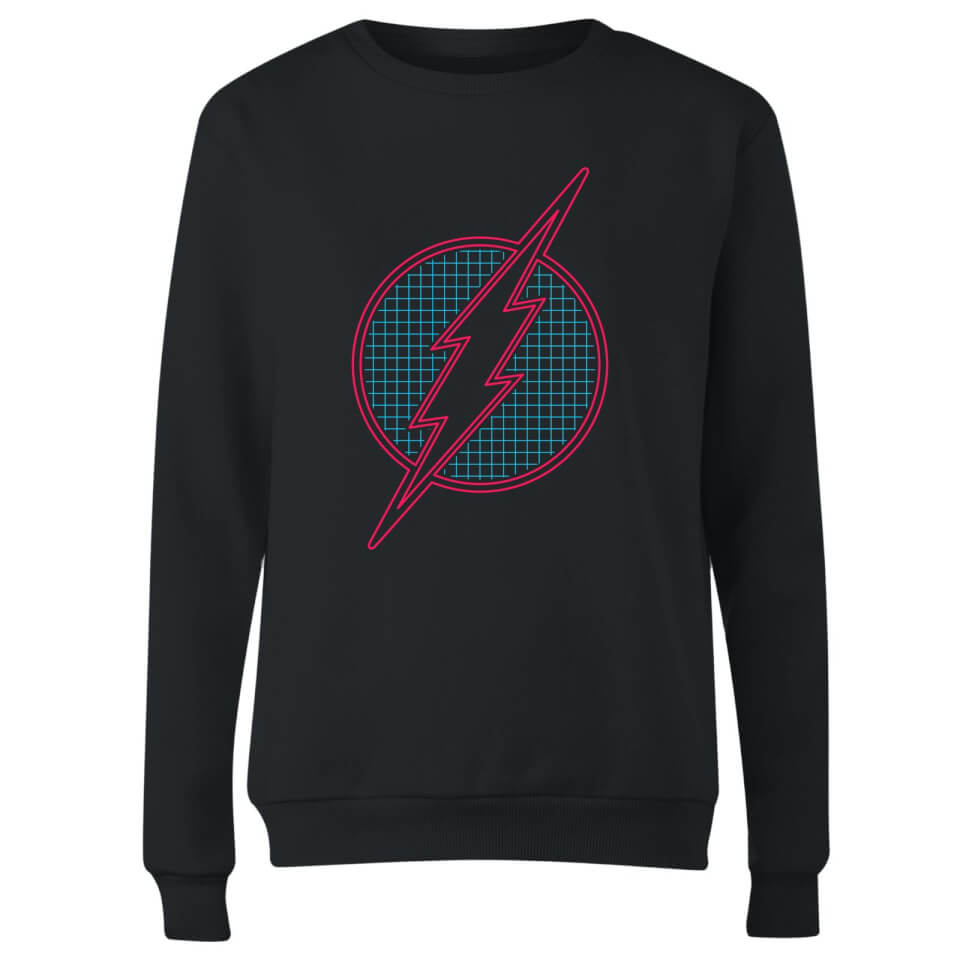 Justice League Flash Retro Grid Logo Women's Sweatshirt - Black 2