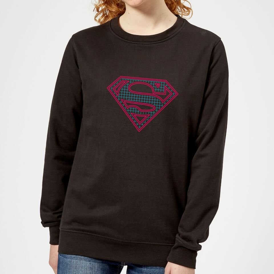 Justice League Superman Retro Grid Logo Women's Sweatshirt - Black