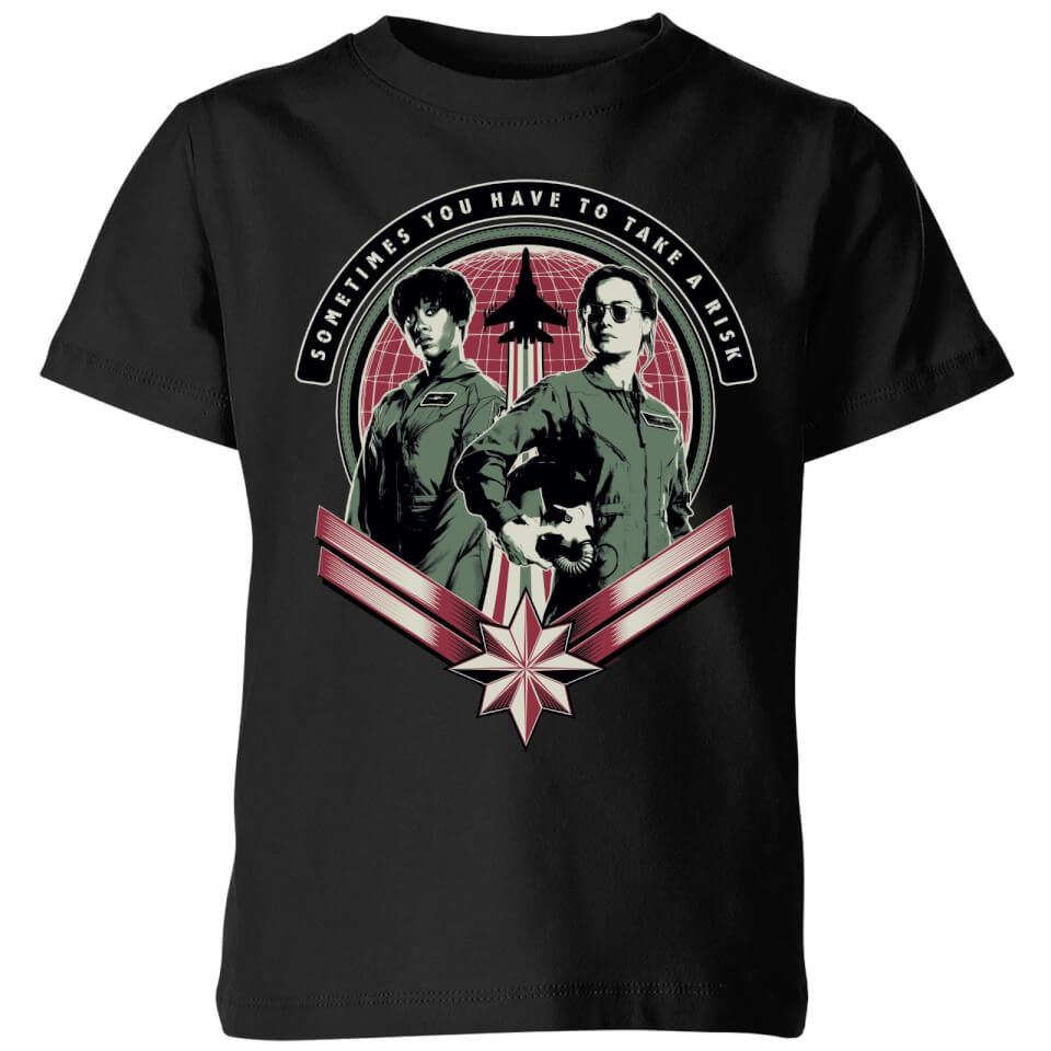 Captain Marvel Take A Risk Kids' T-Shirt - Black
