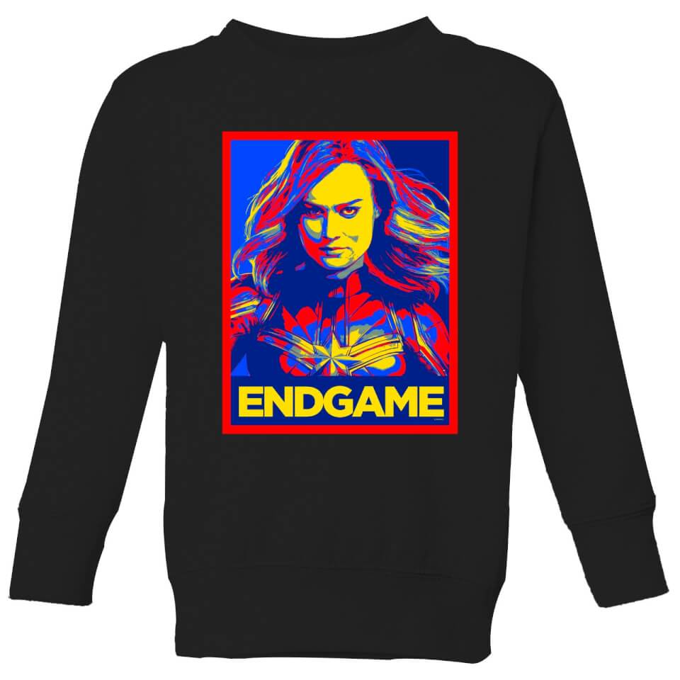 Avengers Endgame Captain Marvel Poster Kids' Sweatshirt - Black