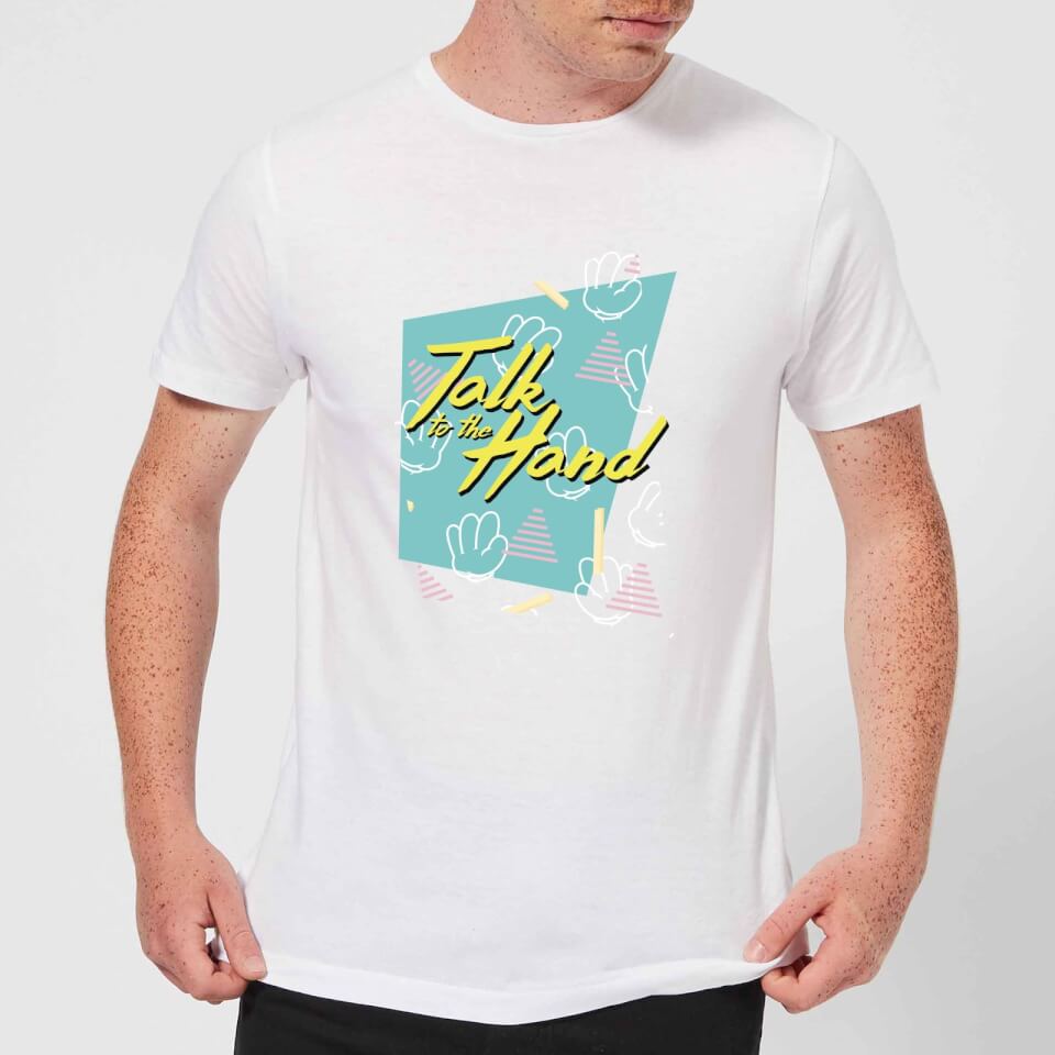 Talk To The Hand Square Patterned Background Men's T-Shirt - White