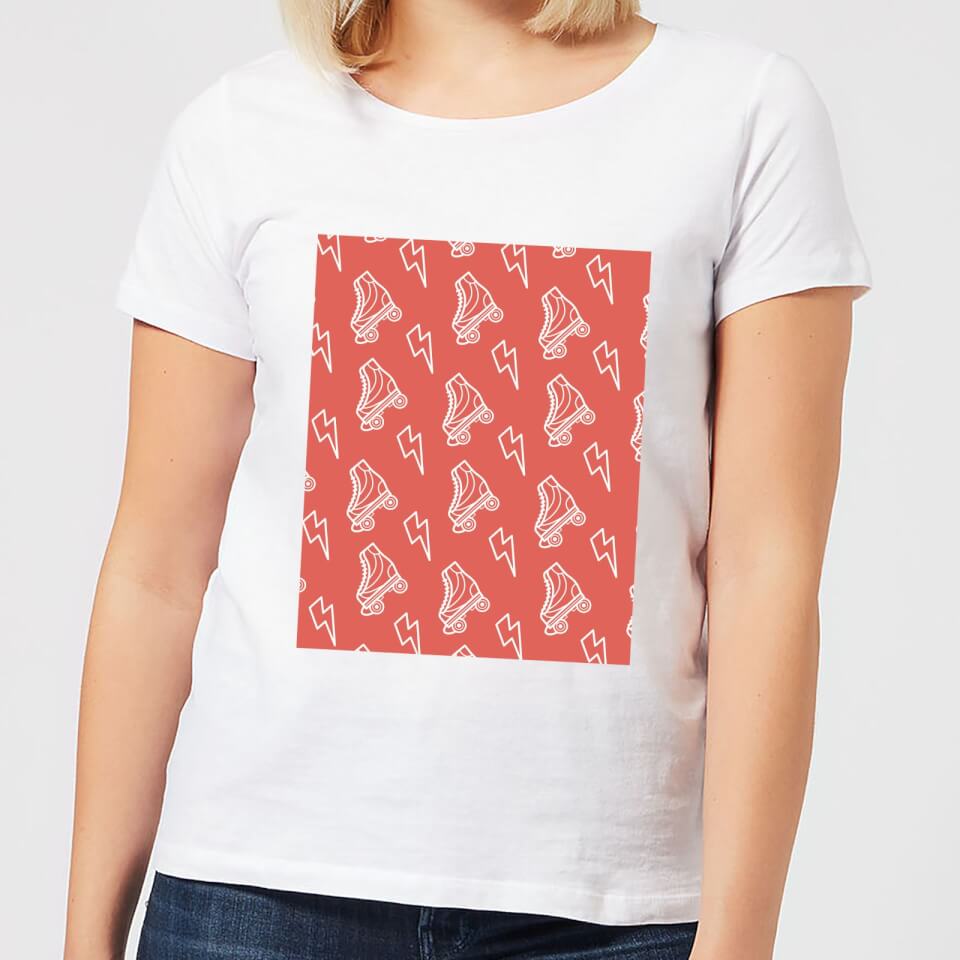 Roller Skate Pattern Red Women's T-Shirt - White