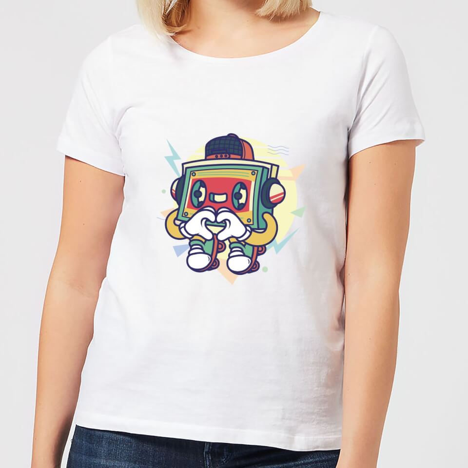 Cassette Tape Love Character Women's T-Shirt - White