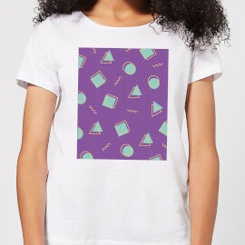 90's Circle Square Triangle Pattern Women's T-Shirt - White