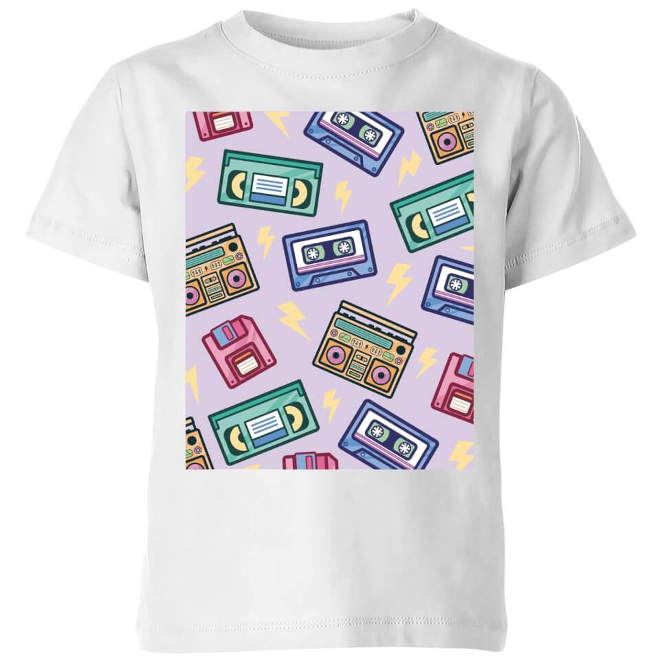 90's Product Scattered Pattern Kids' T-Shirt - White