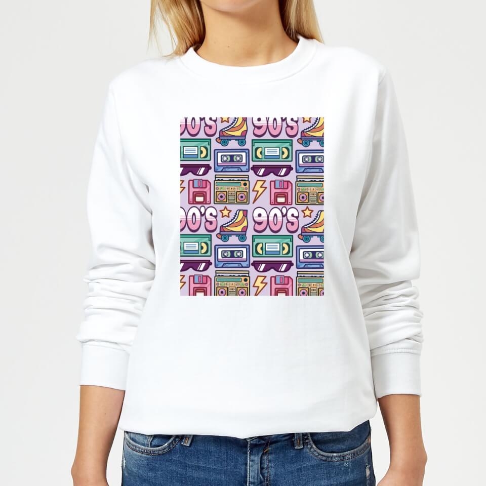 90's Product Tiled Pattern Women's Sweatshirt - White