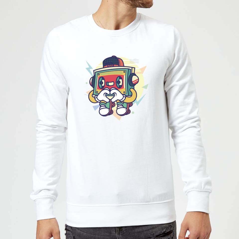 Cassette Tape Love Character Sweatshirt - White