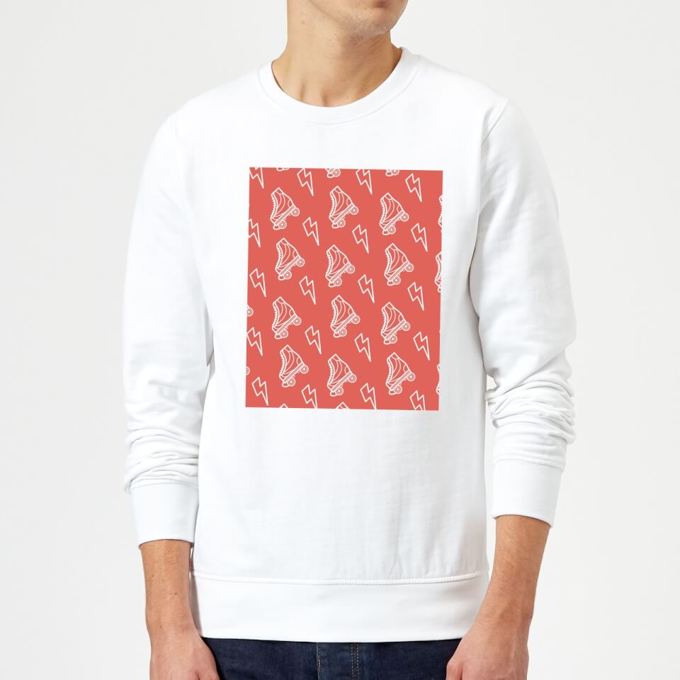 Roller Skate Pattern Red Sweatshirt - White