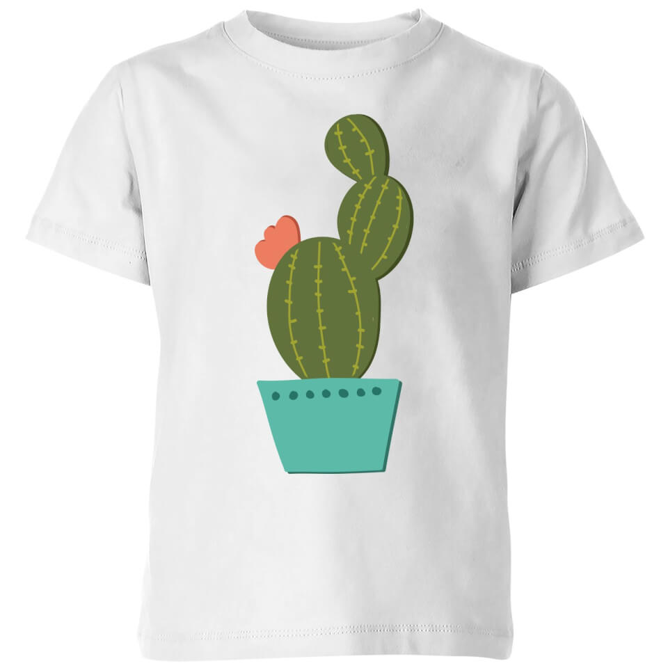 Single Potted Cactus Kids' T-Shirt - White