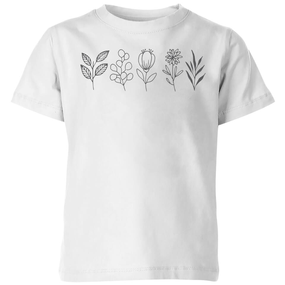 Hand Drawn Leaves Kids' T-Shirt - White