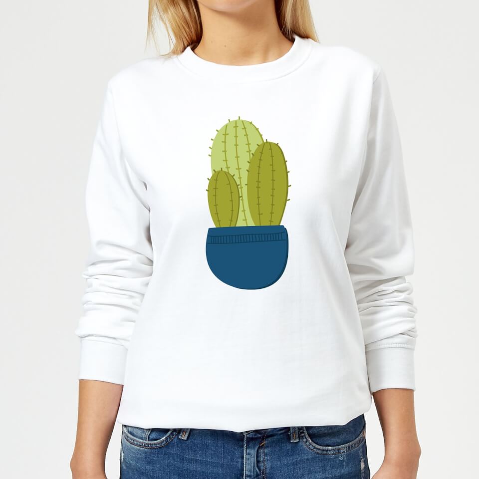 Three Potted Cacti Women's Sweatshirt - White