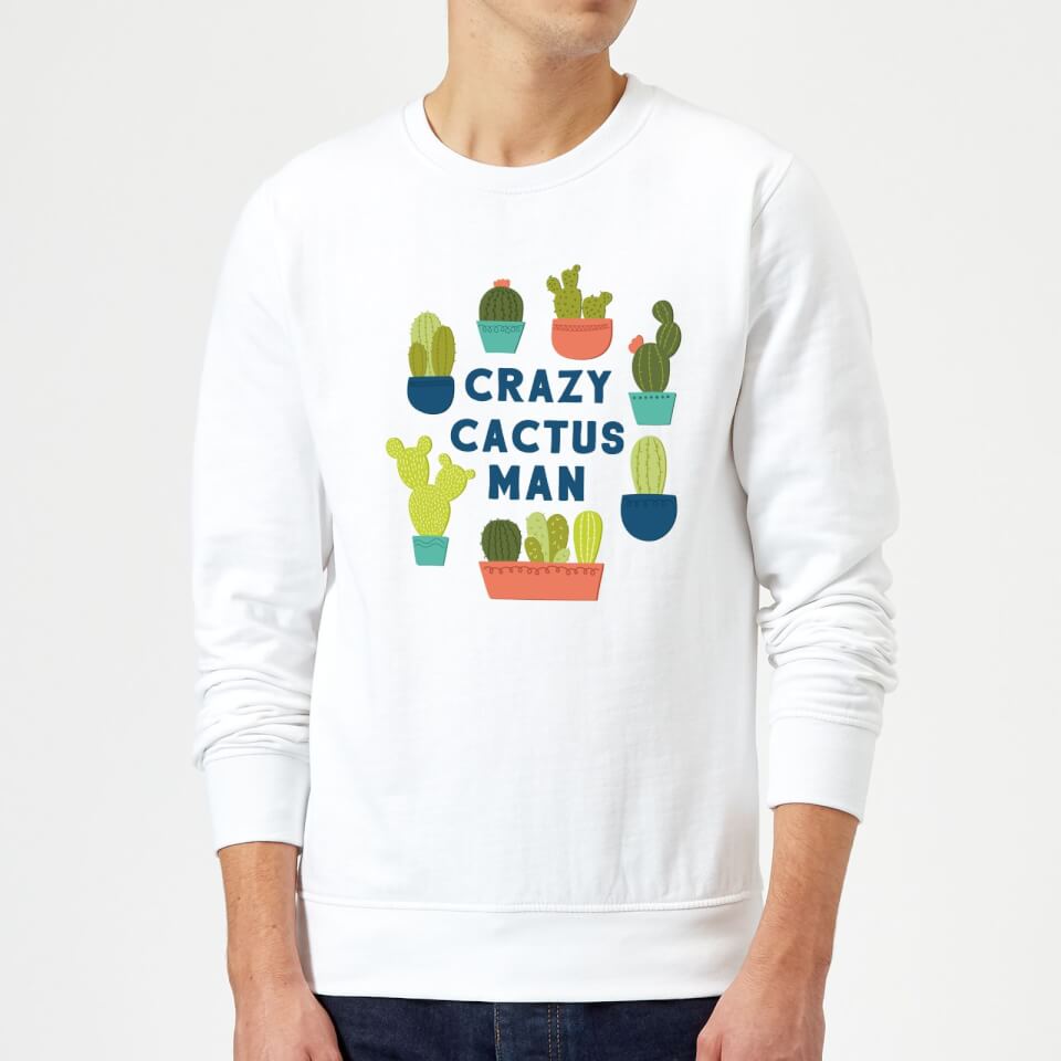 Crazy Cactus Man Sweatshirt - White