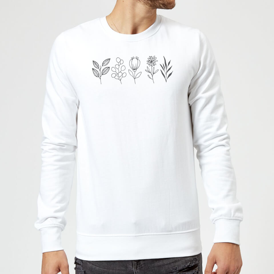 Hand Drawn Leaves Sweatshirt - White