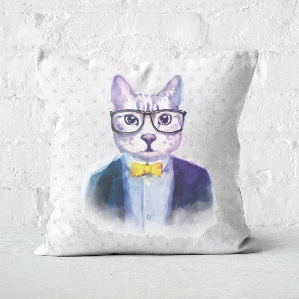 Hipster Cat Square Cushion