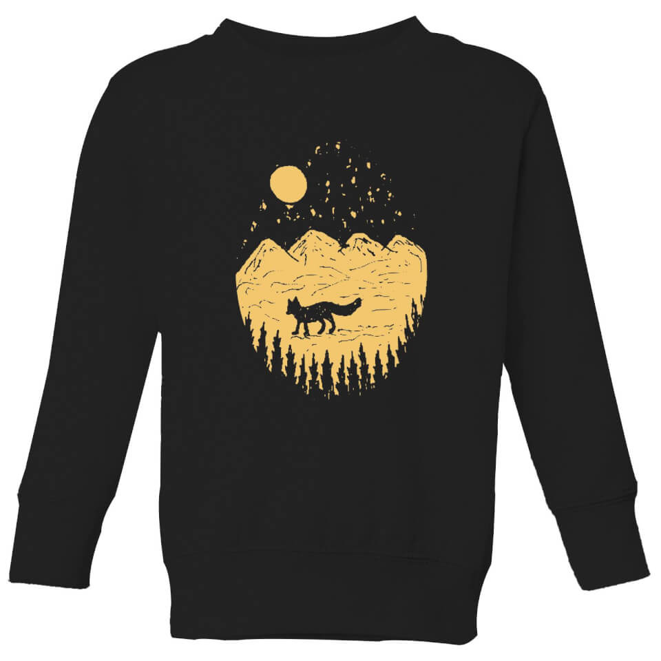 Moonlight Fox Adventure Kids' Sweatshirt - Black