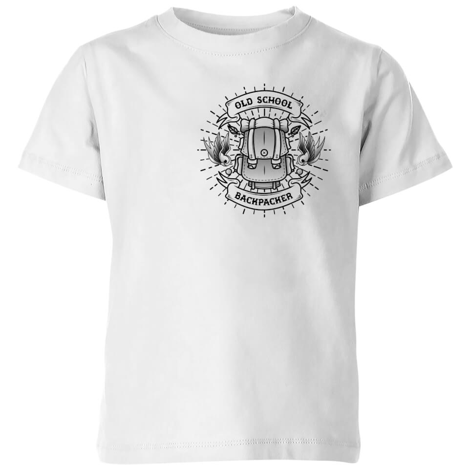 Vintage Old School Backpacker Pocket Print Kids' T-Shirt - White